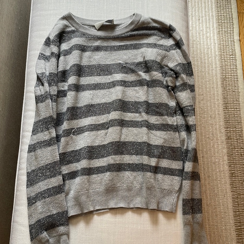 ALC SIZE SMALL GREY STRIPE SWEATER